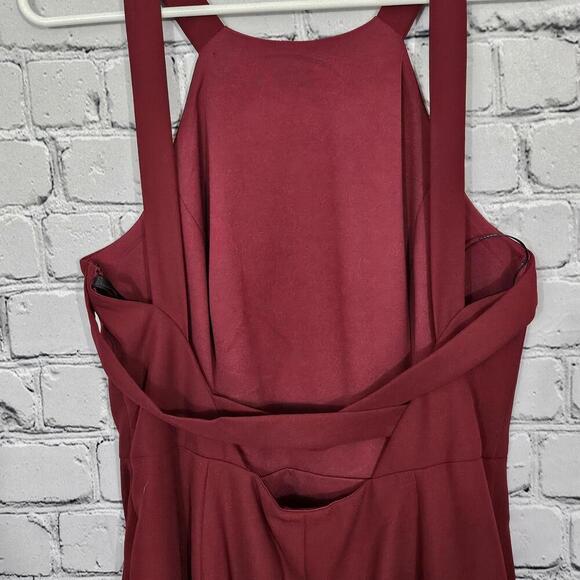 2/$50 Dessy Collection Burgundy Crepe Halter X-Back Dress 3039 Size 12 NWOT - Picture 6 of 9